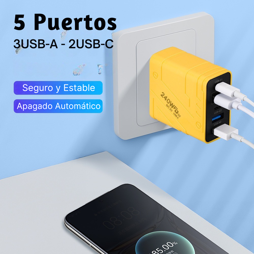 Cargador Multipuerto + Cable Universal 4 en 1