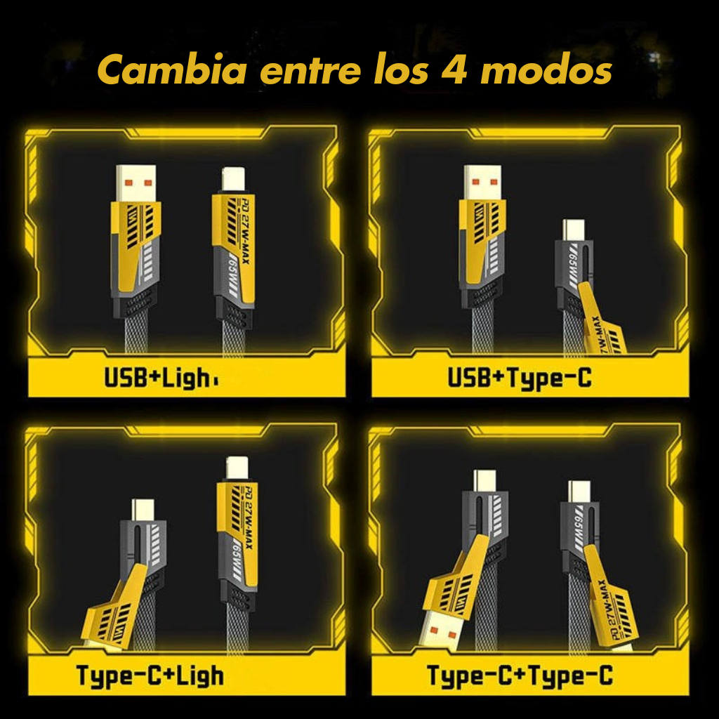 Cargador Multipuerto + Cable Universal 4 en 1