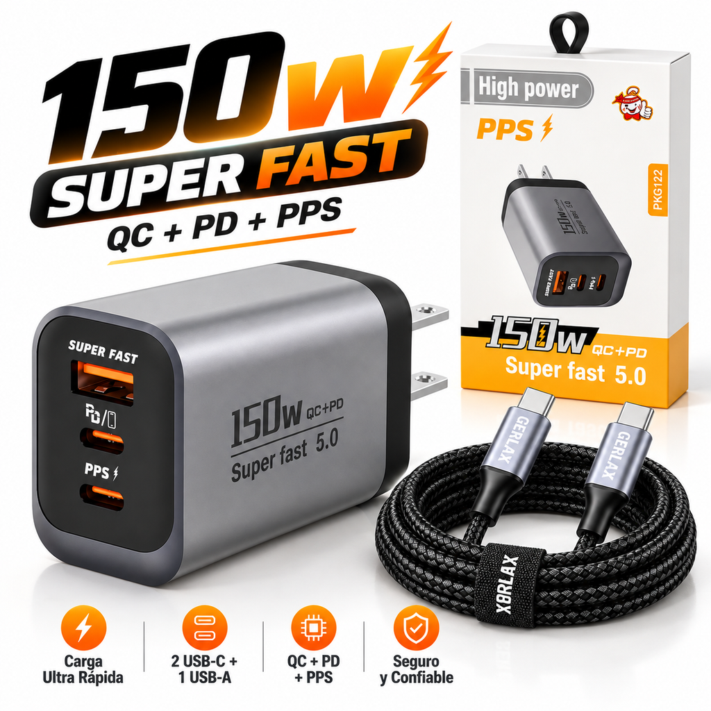 Cargador 150W + Cable Trenzado 65W