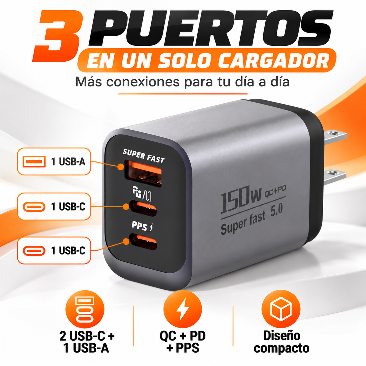 Cargador 150W + Cable Trenzado 65W