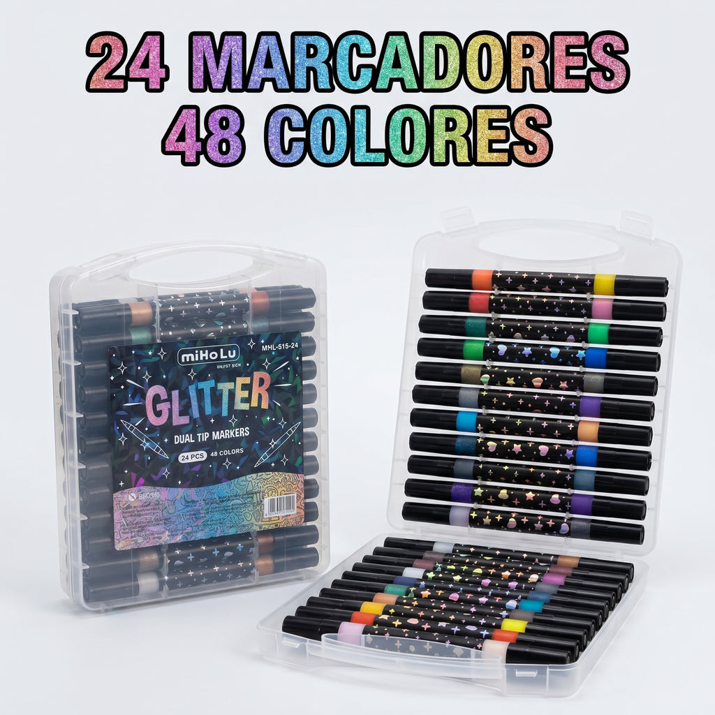 Marcadores con Glitter Doble Punta