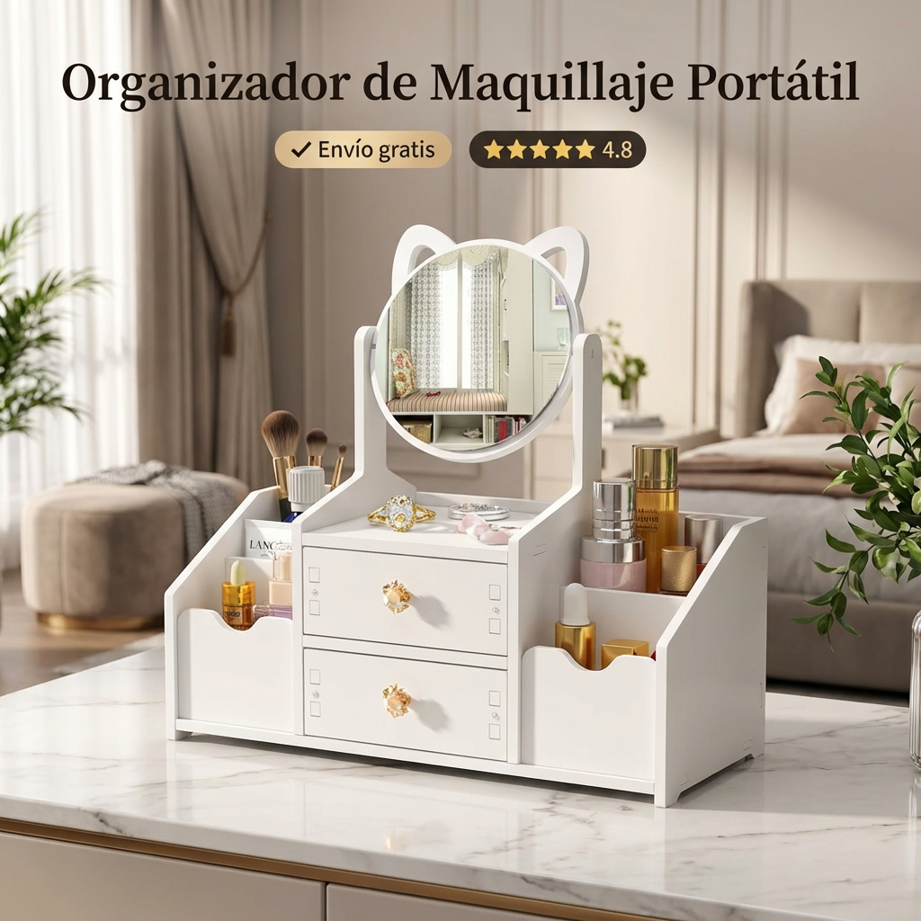Organizador de Maquillaje con Espejo