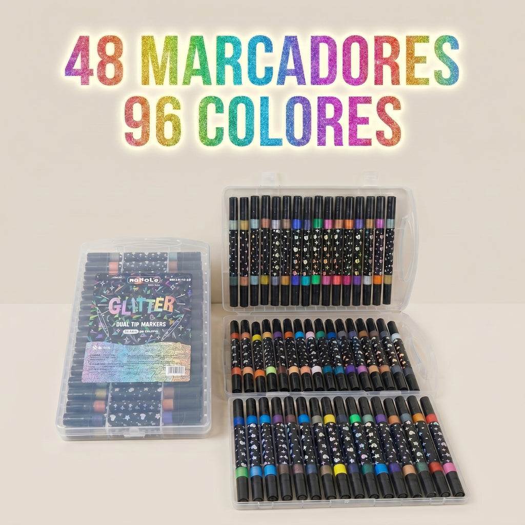 Marcadores con Glitter Doble Punta