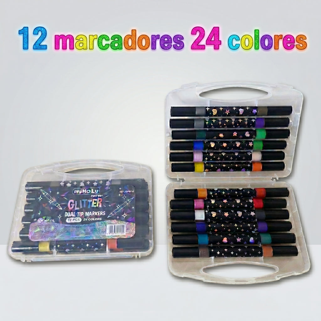 Marcadores con Glitter Doble Punta